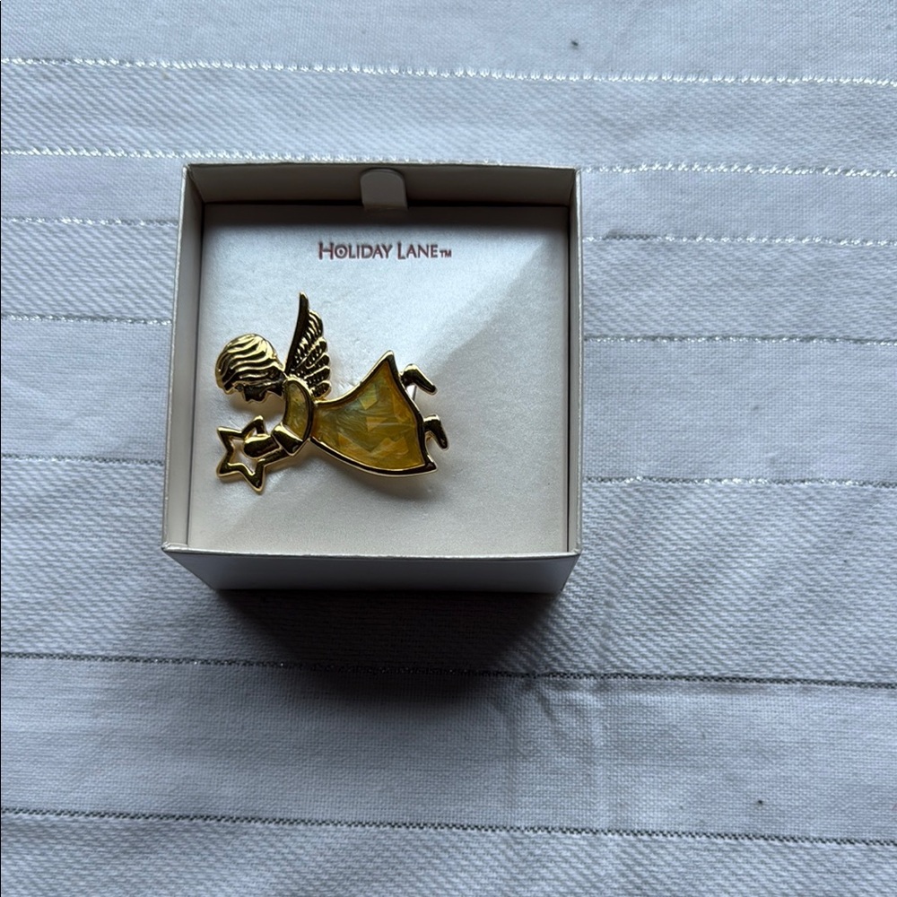 Holiday Lane Gold Angel Brooch